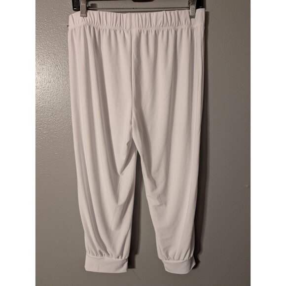 Vintage Karen-T Design White Cropped Tapered Pants XL Made in USA Elastic Waist - Picture 3 of 5